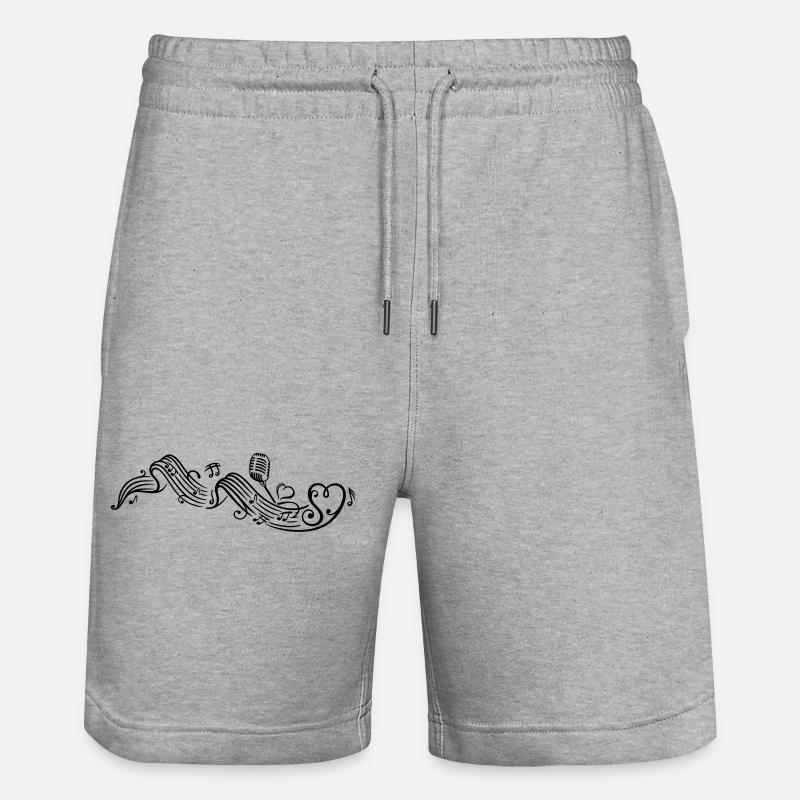 Notenblatt mit microphon, music, notes, clef - Short de jogging bio TRAINER Stanley/Stella unisexe - gris chiné
