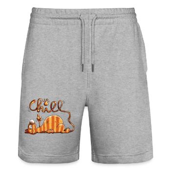 Chill Chat - Short de jogging bio TRAINER Stanley/Stella unisexe - gris chiné - Devant - Nik (191cm) & Marisol (170cm)