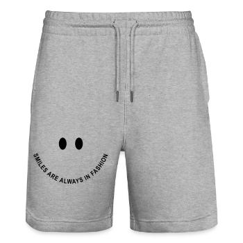 Smile-Face: Smiles are always in fashion! - Stanley/Stella Unisex Bio Joggingshorts Trainer  - Grau meliert - Vorne - Nik (191cm) & Marisol (170cm)