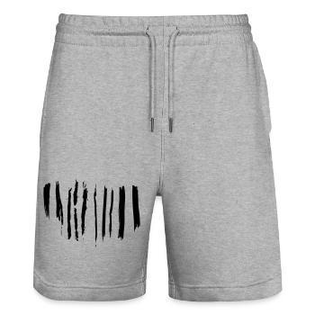 Schwarz-weiße Pinselstriche - Stanley/Stella Unisex Bio Joggingshorts Trainer  - Grau meliert - Vorne - Nik (191cm) & Marisol (170cm)
