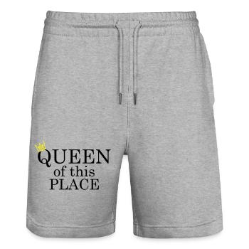 Queen of this place - Stanley/Stella Unisex Bio Joggingshorts Trainer  - Grau meliert - Vorne - Nik (191cm) & Marisol (170cm)