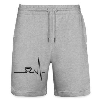 EKG Kaffee Herzschlag - Stanley/Stella Unisex Bio Joggingshorts Trainer  - Grau meliert - Vorne - Nik (191cm) & Marisol (170cm)