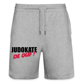 Judo / Judoka / Sport / Fight / Fighter / Strong - Stanley/Stella Trainer Unisex Organic Jogging Shorts - heather grey - Front - Nik (191cm) & Marisol (170cm)