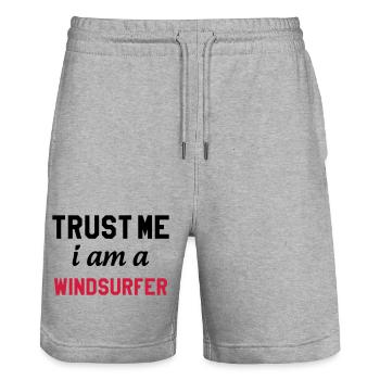 Windsurfen / Windsurfer / Windsurf / Windsurfing - Stanley/Stella Unisex Bio Joggingshorts Trainer  - Grau meliert - Vorne - Nik (191cm) & Marisol (170cm)
