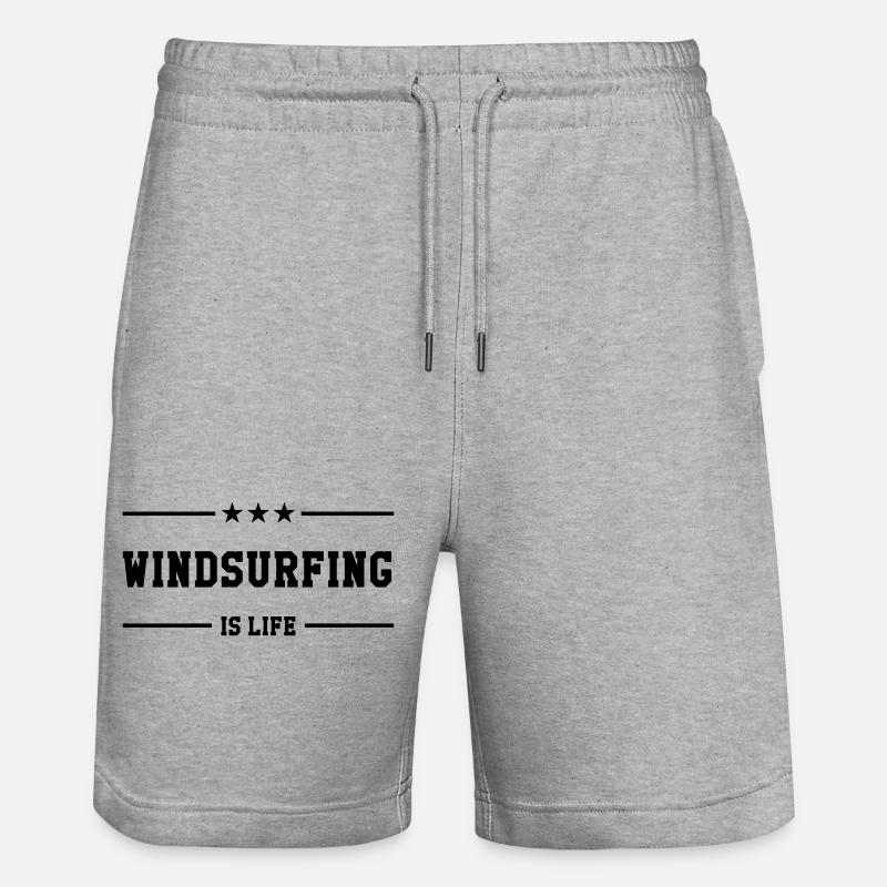 Windsurfen / Windsurfer / Windsurf / Windsurfing - Stanley/Stella Unisex Bio Joggingshorts Trainer  - Grau meliert