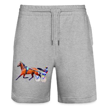 Trabrennen Traber - Stanley/Stella Unisex Bio Joggingshorts Trainer  - Grau meliert - Vorne - Nik (191cm) & Marisol (170cm)