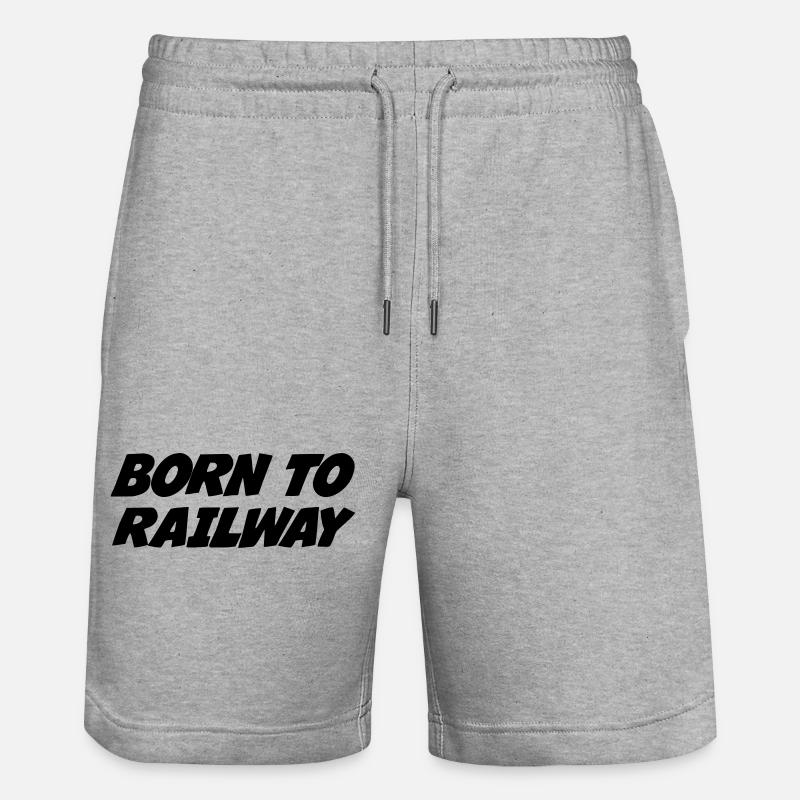 Railway Railwayman Cheminot Train Eisenbahn - Stanley/Stella Trainer Unisex Organic Jogging Shorts - heather grey