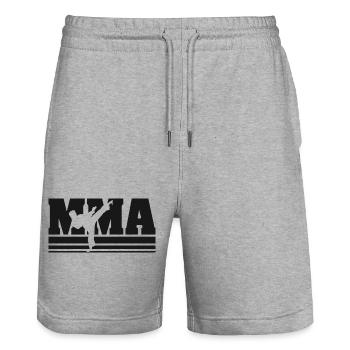 MMA Kampfsport Logo gym Dojo Verein Logo Bild - Stanley/Stella Unisex Bio Joggingshorts Trainer  - Grau meliert - Vorne - Nik (191cm) & Marisol (170cm)