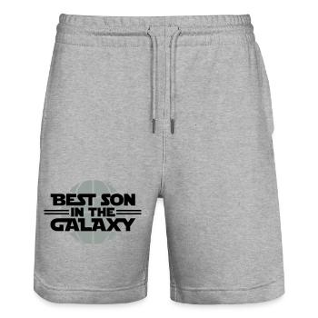 Best Son In The Galaxy - Short de jogging bio TRAINER Stanley/Stella unisexe - gris chiné - Devant - Nik (191cm) & Marisol (170cm)