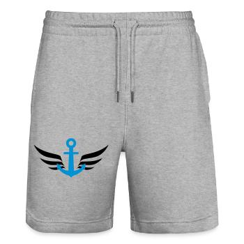 Sailor / Marine / Marin / Boat / Sea / Navy - Stanley/Stella Trainer Unisex Organic Jogging Shorts - heather grey - Front - Nik (191cm) & Marisol (170cm)