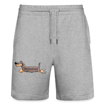 Niedlicher Dackel - Stanley/Stella Unisex Bio Joggingshorts Trainer  - Grau meliert - Vorne - Nik (191cm) & Marisol (170cm)