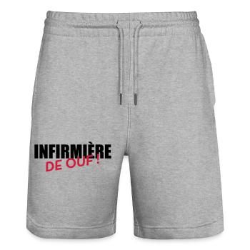 Infirmière / Infirmier / Hôpital / Médecine / - Short de jogging bio TRAINER Stanley/Stella unisexe - gris chiné - Devant - Nik (191cm) & Marisol (170cm)