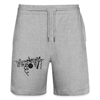 Silvester, Party, Karneval, New Years Eve - Stanley/Stella Unisex Bio Joggingshorts Trainer  - Grau meliert - Vorne - Nik (191cm) & Marisol (170cm)