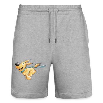 Chien courant - Short de jogging bio TRAINER Stanley/Stella unisexe - gris chiné - Devant - Nik (191cm) & Marisol (170cm)