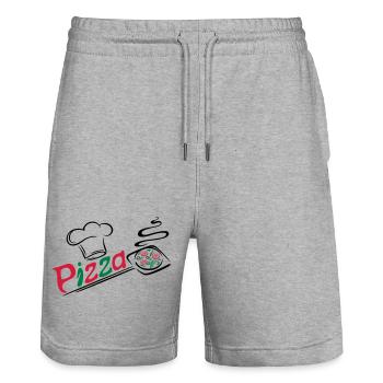 Pizza Bäcker mit Kochmütze, chef hat - Stanley/Stella Unisex Bio Joggingshorts Trainer  - Grau meliert - Vorne - Nik (191cm) & Marisol (170cm)