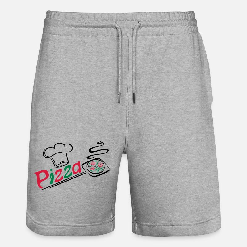 Pizza Bäcker mit Kochmütze, chef hat - Stanley/Stella Unisex Bio Joggingshorts Trainer  - Grau meliert