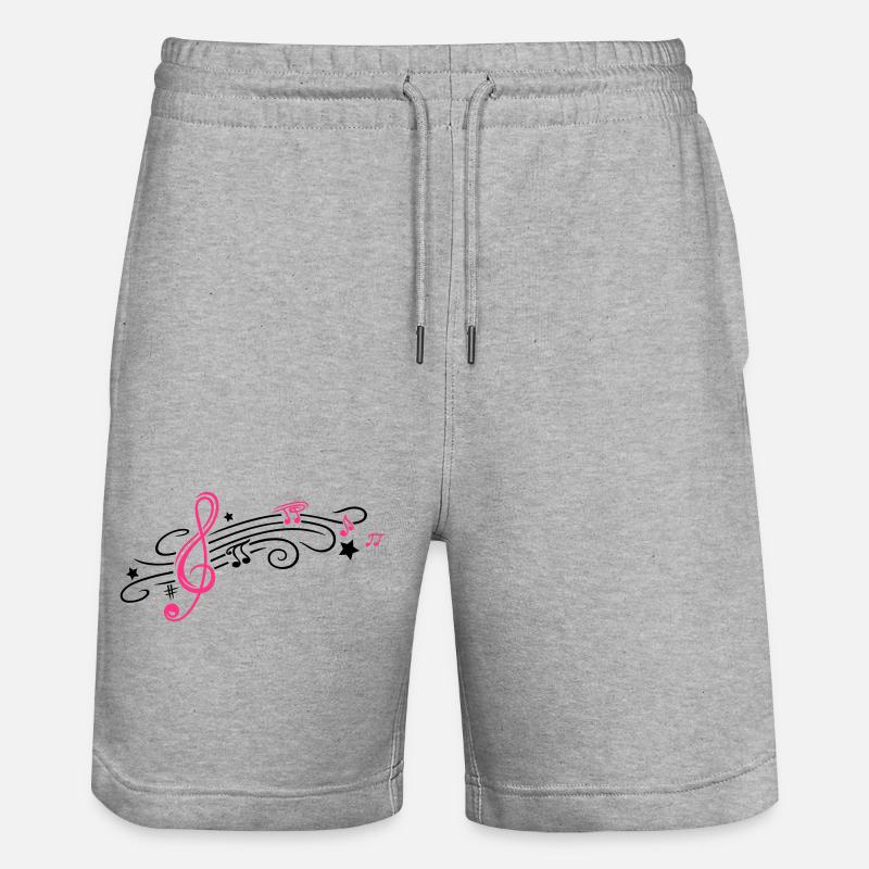 Musik, Notenschlüssel mit Notenblatt und Noten - Short de jogging bio TRAINER Stanley/Stella unisexe - gris chiné