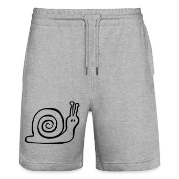 Handgezeichnete Schnecke - Stanley/Stella Unisex Bio Joggingshorts Trainer  - Grau meliert - Vorne - Nik (191cm) & Marisol (170cm)