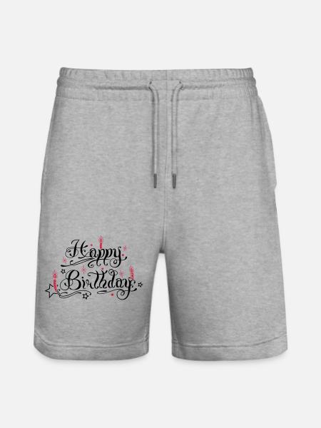 Happy birthday lettering with candles. - Stanley/Stella Trainer Unisex Organic Jogging Shorts - heather grey