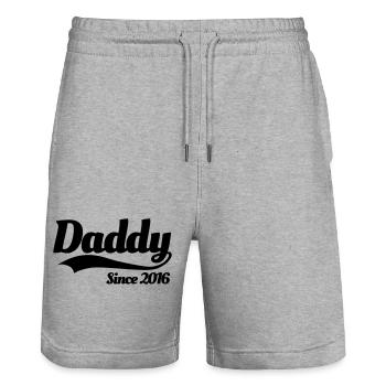Daddy since 2016 - Stanley/Stella Trainer Unisex Organic Jogging Shorts - heather grey - Front - Nik (191cm) & Marisol (170cm)