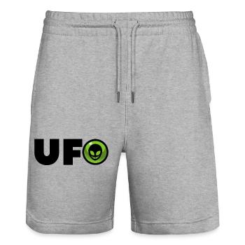 Alien alien logo - Stanley/Stella Trainer Unisex Organic Jogging Shorts - heather grey - Front - Nik (191cm) & Marisol (170cm)