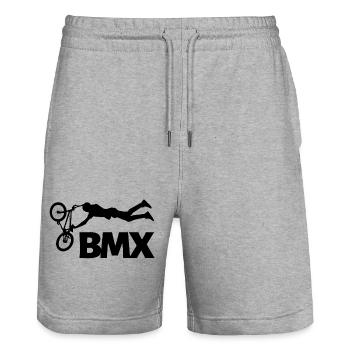 BMX Trick Shirt für Freestyle Rider - Stanley/Stella Unisex Bio Joggingshorts Trainer  - Grau meliert - Vorne - Nik (191cm) & Marisol (170cm)