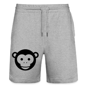 Affenkopf – Niedliches Affengesicht Cartoon - Stanley/Stella Unisex Bio Joggingshorts Trainer  - Grau meliert - Vorne - Nik (191cm) & Marisol (170cm)