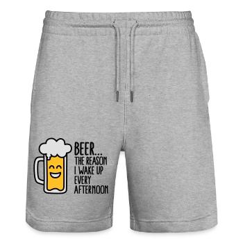 Beer is the reason I wake up every afternoon - Stanley/Stella Unisex Bio Joggingshorts Trainer  - Grau meliert - Vorne - Nik (191cm) & Marisol (170cm)
