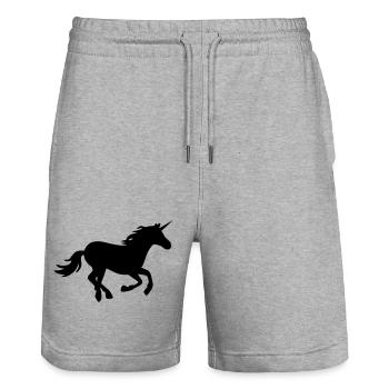 Galoppierendes Einhorn - Stanley/Stella Unisex Bio Joggingshorts Trainer  - Grau meliert - Vorne - Nik (191cm) & Marisol (170cm)