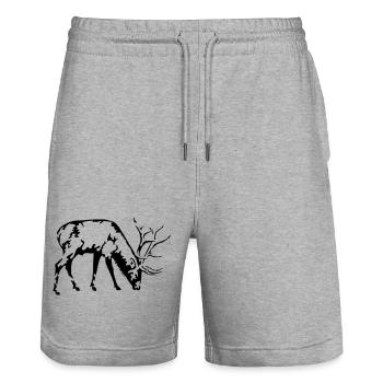 cerf - Short de jogging bio TRAINER Stanley/Stella unisexe - gris chiné - Devant - Nik (191cm) & Marisol (170cm)