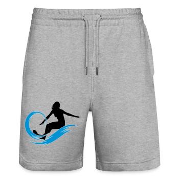 surfeuse - Short de jogging bio TRAINER Stanley/Stella unisexe - gris chiné - Devant - Nik (191cm) & Marisol (170cm)