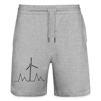 Windmill in the Beat – Idylle rurale - Short de jogging bio TRAINER Stanley/Stella unisexe - gris chiné - Devant - Nik (191cm) & Marisol (170cm)