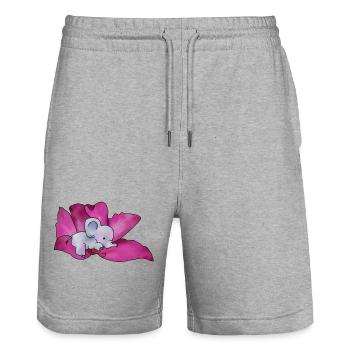 Elephant in blossom - Stanley/Stella Trainer Unisex Organic Jogging Shorts - heather grey - Front - Nik (191cm) & Marisol (170cm)