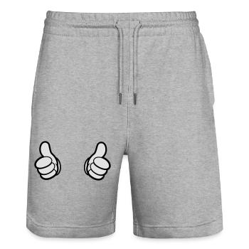 Comic Daumen, Style, Doppel Daumen,i bims - Stanley/Stella Unisex Bio Joggingshorts Trainer  - Grau meliert - Vorne - Nik (191cm) & Marisol (170cm)