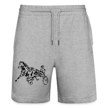 Traber Trabrennen rennen - Stanley/Stella Unisex Bio Joggingshorts Trainer  - Grau meliert - Vorne - Nik (191cm) & Marisol (170cm)