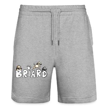 Briard Comic Font - Dog - Dogs - Stanley/Stella Trainer Unisex Organic Jogging Shorts - heather grey - Front - Nik (191cm) & Marisol (170cm)