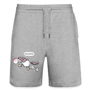Die Rennsemmel - Stanley/Stella Unisex Bio Joggingshorts Trainer  - Grau meliert - Vorne - Nik (191cm) & Marisol (170cm)