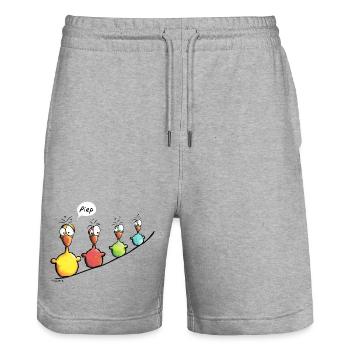 Vogelleine Piep - Stanley/Stella Unisex Bio Joggingshorts Trainer  - Grau meliert - Vorne - Nik (191cm) & Marisol (170cm)