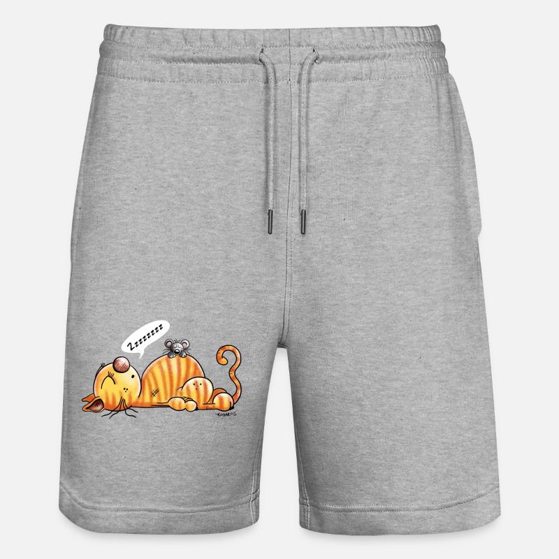 Ronflement chat et souris - Cadeau - Short de jogging bio TRAINER Stanley/Stella unisexe - gris chiné