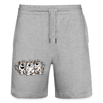 Trois meilleurs amis - Chat - Chats - Cadeau - Short de jogging bio TRAINER Stanley/Stella unisexe - gris chiné - Devant - Nik (191cm) & Marisol (170cm)