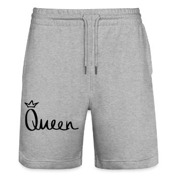 Queen - Stanley/Stella Trainer Unisex Organic Jogging Shorts - heather grey - Front - Nik (191cm) & Marisol (170cm)