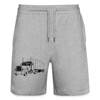 Camion noir - Short de jogging bio TRAINER Stanley/Stella unisexe - gris chiné - Devant - Nik (191cm) & Marisol (170cm)