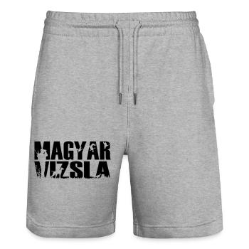 Jagdhund Magyar Viszla - Stanley/Stella Unisex Bio Joggingshorts Trainer  - Grau meliert - Vorne - Nik (191cm) & Marisol (170cm)