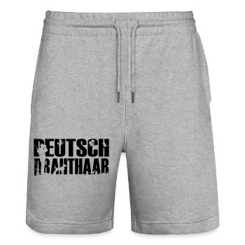 Jagdhund Deutsch Drahthaar - Stanley/Stella Unisex Bio Joggingshorts Trainer  - Grau meliert - Vorne - Nik (191cm) & Marisol (170cm)