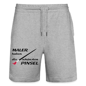 maler handwerker - Stanley/Stella Unisex Bio Joggingshorts Trainer  - Grau meliert - Vorne - Nik (191cm) & Marisol (170cm)
