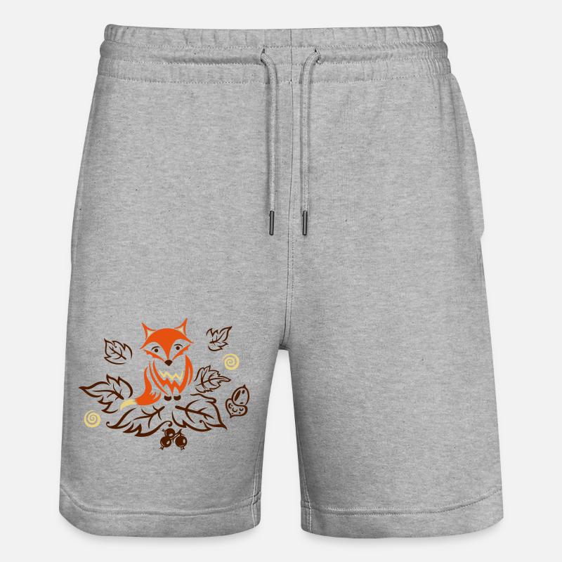Petit renard avec des feuilles, l'automne. - Short de jogging bio TRAINER Stanley/Stella unisexe - gris chiné