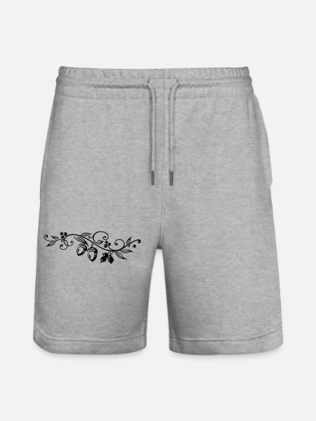 Eicheln Eichenblätter Herbst Wandern - Stanley/Stella Unisex Bio Joggingshorts Trainer - Grau meliert