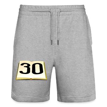 Birthday 30 years - Stanley/Stella Trainer Unisex Organic Jogging Shorts - heather grey - Front - Nik (191cm) & Marisol (170cm)