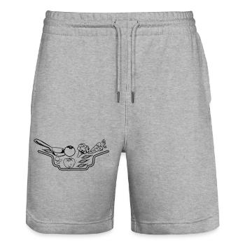 gemüse teller suppe - Stanley/Stella Unisex Bio Joggingshorts Trainer  - Grau meliert - Vorne - Nik (191cm) & Marisol (170cm)