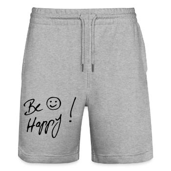 be happy - Stanley/Stella Unisex Bio Joggingshorts Trainer  - Grau meliert - Vorne - Nik (191cm) & Marisol (170cm)